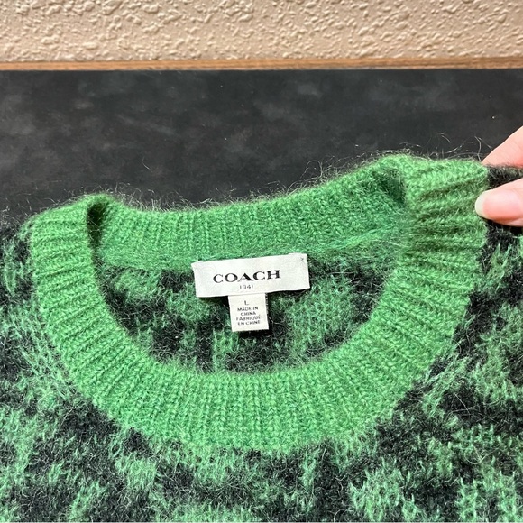 Coach Sweater Womens Large Crew Neck Top Pullover Mohair Leopard Grunge - Picture 3 of 9